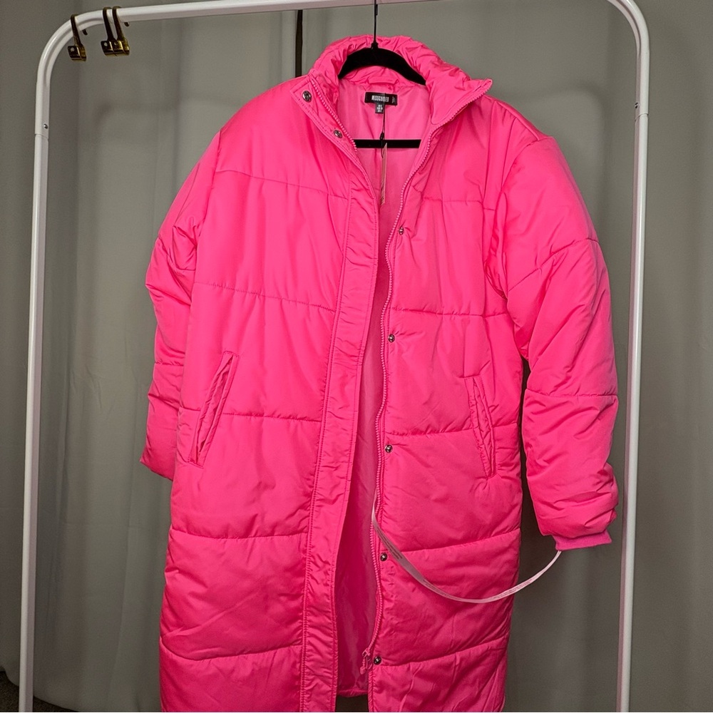 Missguided Hot Pink Puffer Coat
